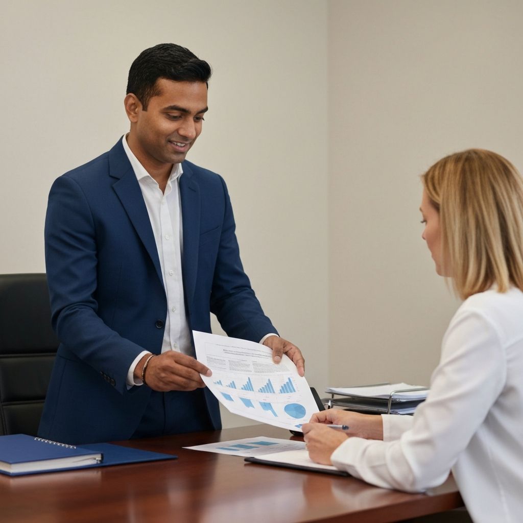 Consultor trabajando con cliente en análisis financiero